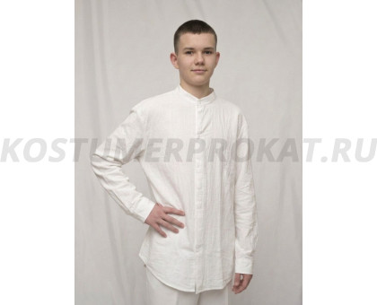 Рубашка мужская белая хлопок (воротник-стойка) 1,2