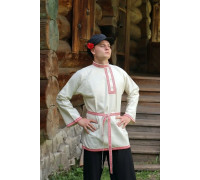 Русская народная рубашка (лен с красной тесьмой) 6004