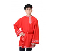 Русская народная рубашка (красная габардин) 6003
